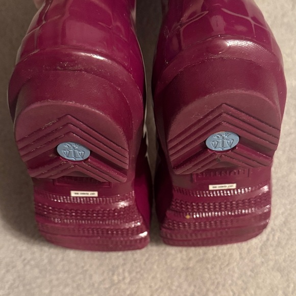 Hunter Women's Original Tall Gloss Burgundy Wellies Rain Boots Raspberry - Picture 5 of 8